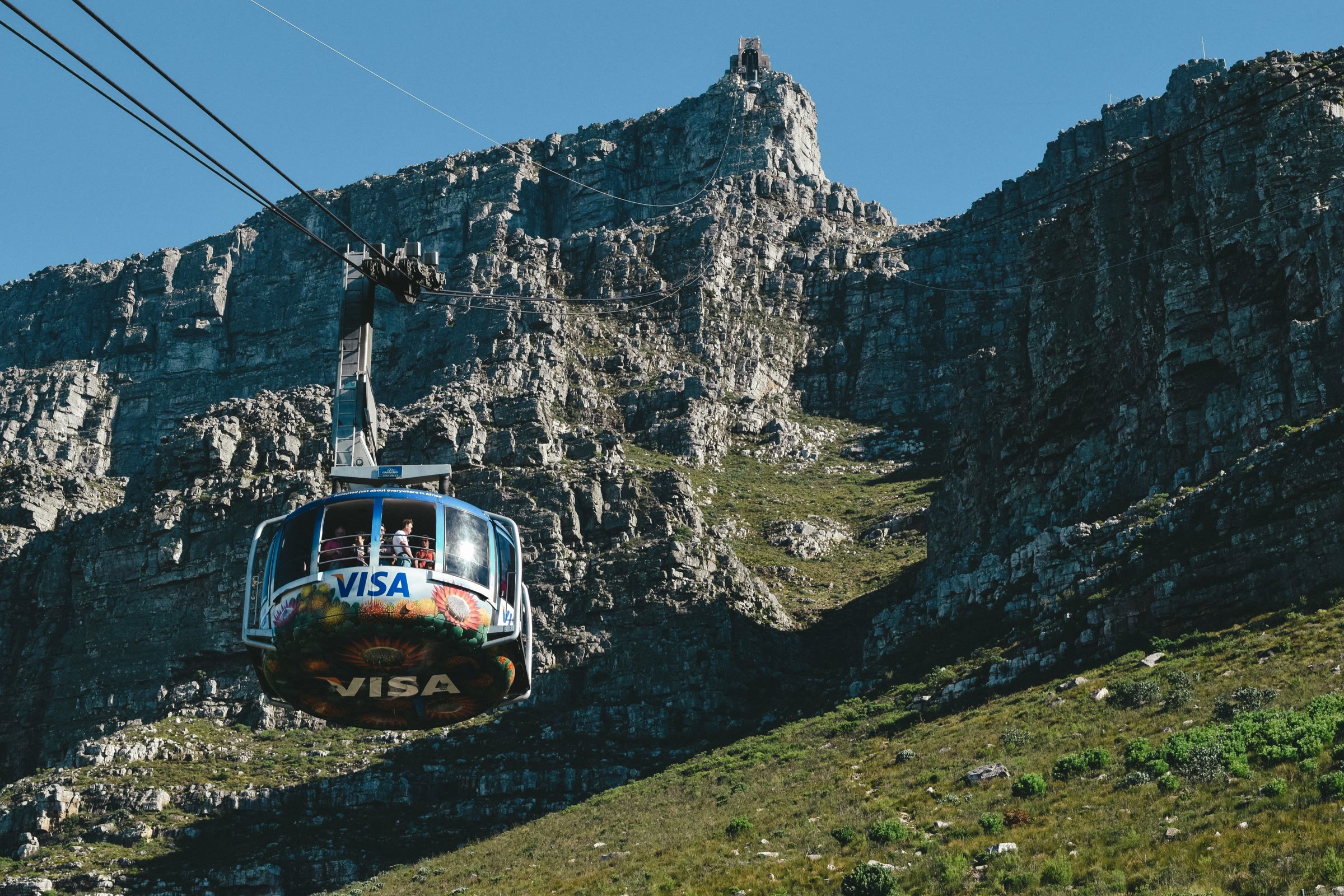 The Table Mountain Aerial Cableway ascending toward the summit